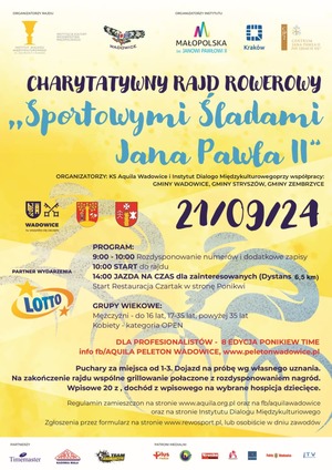Regulamin Charytatywnego Rajdu Rowerowego Sportowymi Śladami św. Jana Pawła II 21 września 2024